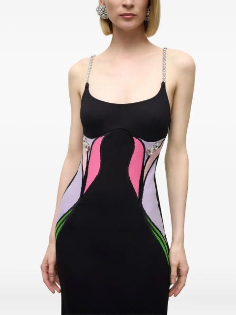 AREA Lily flower-embellished midi dress - Black - zdjęcie produktu nr 1