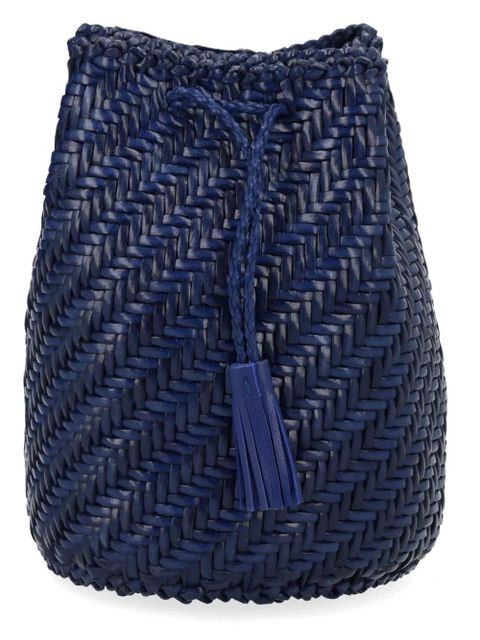 DRAGON DIFFUSION Pompom Double Jump Tan woven clutch bag - Blue - zdjęcie produktu nr 2