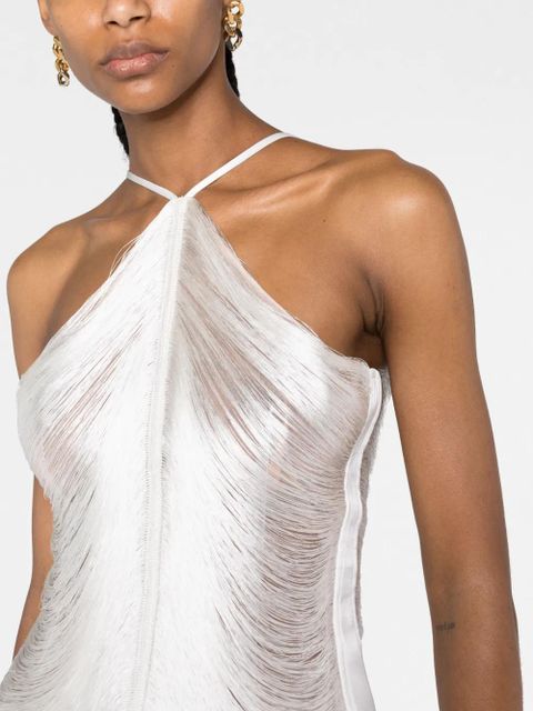 Cult Gaia Mara halterneck fringed minidress - White