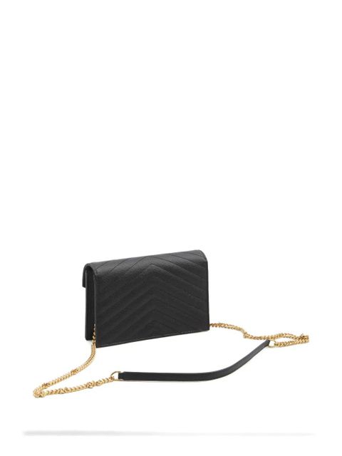Saint Laurent Cassandre chevron quilted chain clutch - Black - zdjęcie produktu nr 2