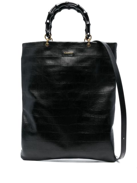 Jil Sander embossed leather tote bag - Black - zdjęcie produktu nr 1