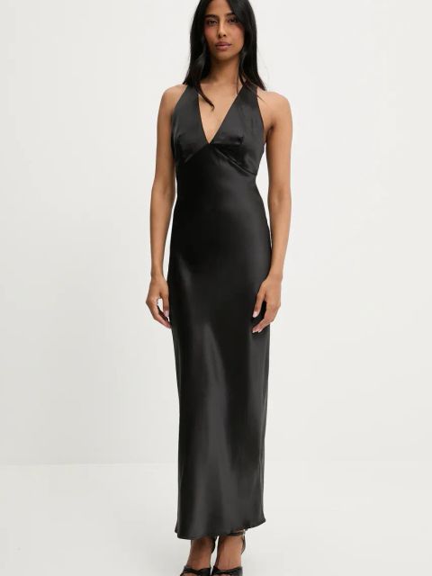 Answear.LAB sukienka kolor czarny maxi dopasowana