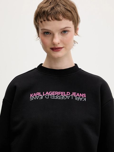 Karl Lagerfeld Jeans bluza bawełniana damska kolor czarny z nadrukiem B1W20041