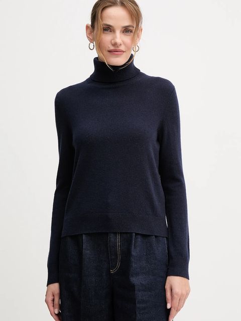 United Colors of Benetton sweter kaszmirowy kolor granatowy lekki z golfem 1033D202D - zdjęcie produktu nr 1