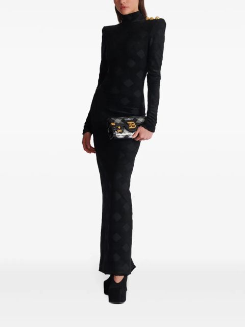 Balmain gingham bouclé maxi dress - Black