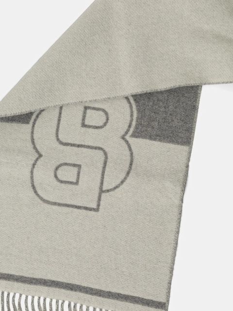 BOSS szalik z wełną damski kolor szary wzorzysty 50533865 - zdjęcie produktu nr 2