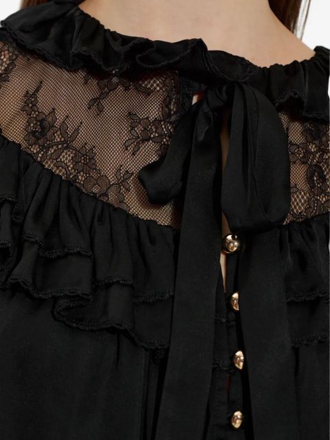 Self-Portrait lace ruffled blouse - Black