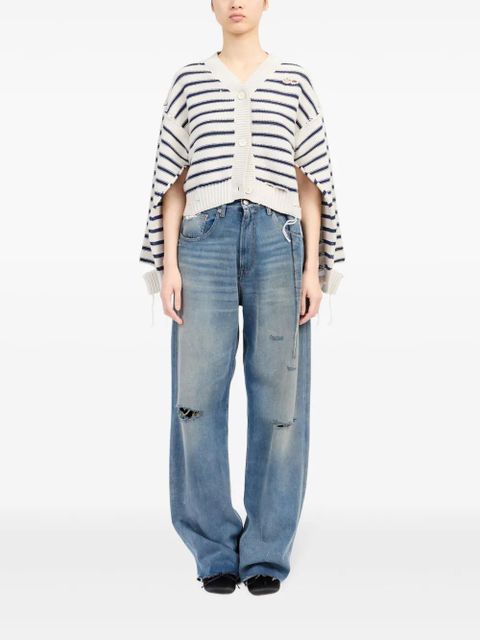 MM6 Maison Margiela striped cotton knit cardigan - White - zdjęcie produktu nr 2