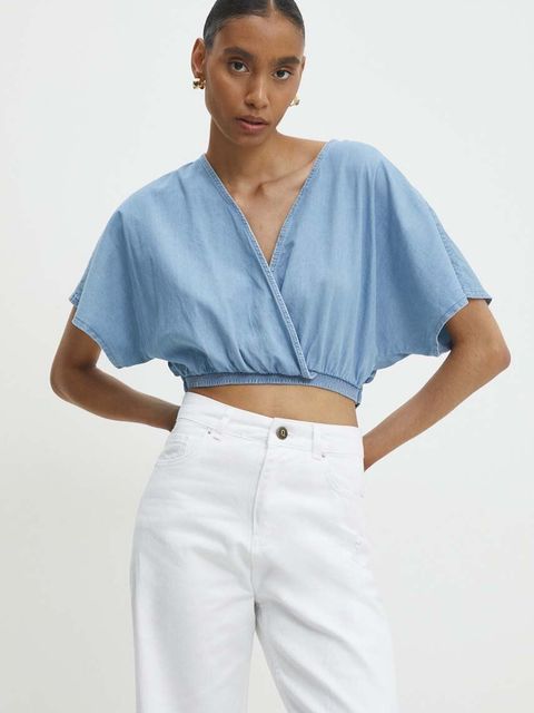 Answear.LAB bluzka jeansowa damska kolor niebieski gładka