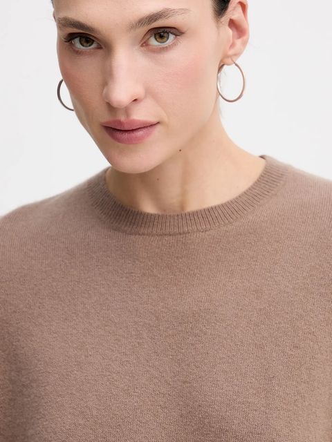Sisley sweter z dodatkiem wełny damski kolor brązowy lekki 18AYM103K