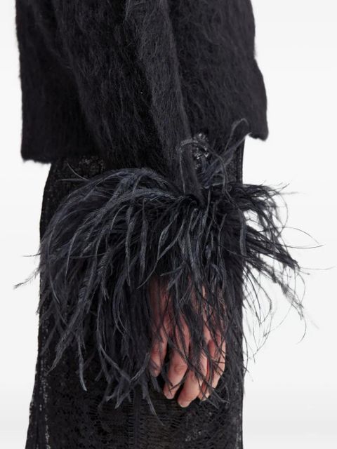 16Arlington feather-trim alena cardigan - Black