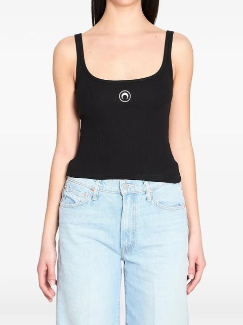 Marine Serre ribbed logo cropped tank top - Black - zdjęcie produktu nr 1