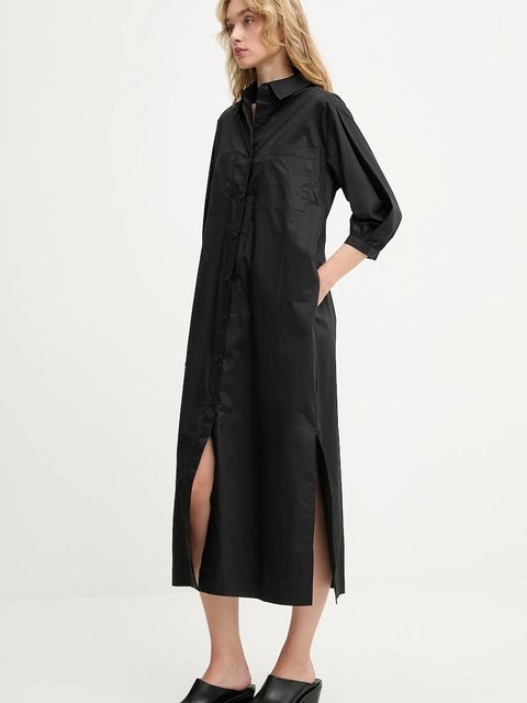 Answear.LAB sukienka bawełniana kolor czarny maxi prosta