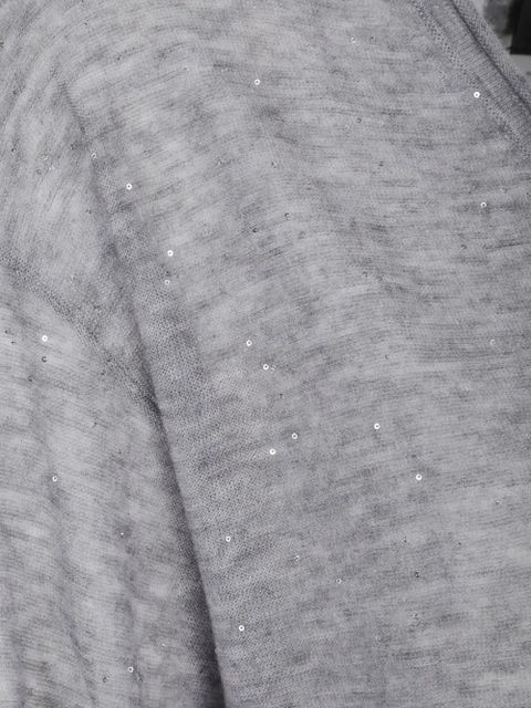 PINKO sequin-embellished V-neck top - Grey