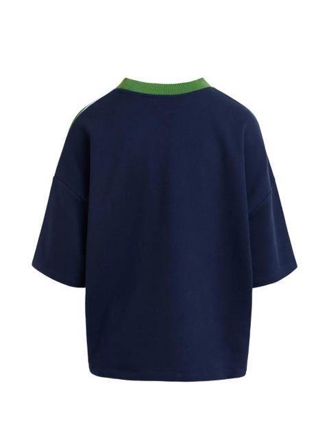 Essentiel Antwerp striped-pattern embroidered-detail sweatshirt - Blue