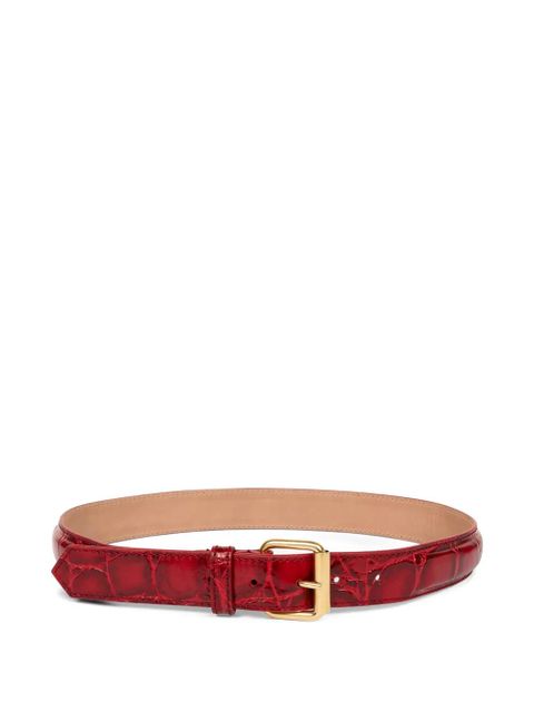 DRIES VAN NOTEN crocodile-effect buckle belt - Red - zdjęcie produktu nr 1