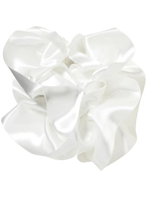 Jennifer Behr ruffled silk-satin claw clip - White - zdjęcie produktu nr 1