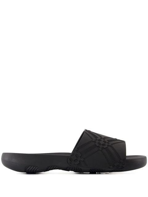 Burberry embossed Check Dive Slides - Black