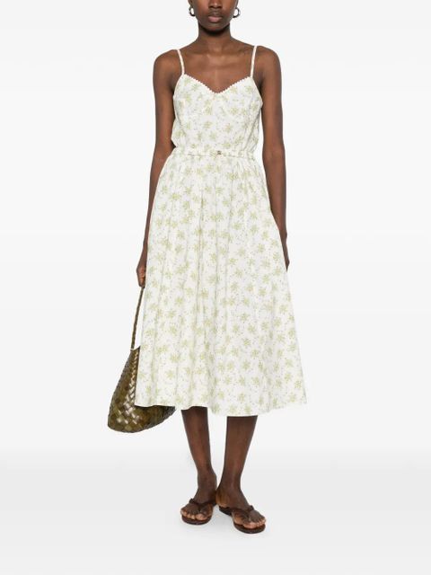 SANDRO Lucette floral-print spaghetti-strap midi dress - Neutrals - zdjęcie produktu nr 2