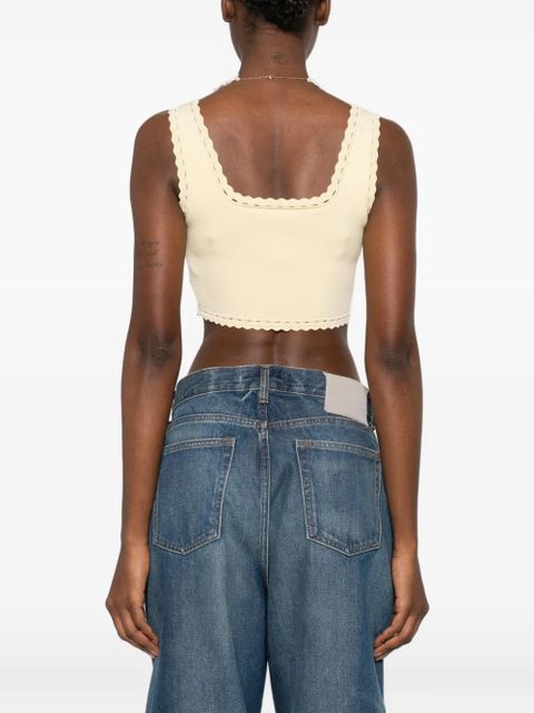 SANDRO scalloped-trim crop top - Yellow