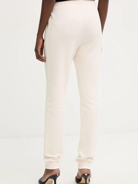 Armani Exchange spodnie dresowe bawełniane damskie kolor beżowy z aplikacją XW000808 AF16192