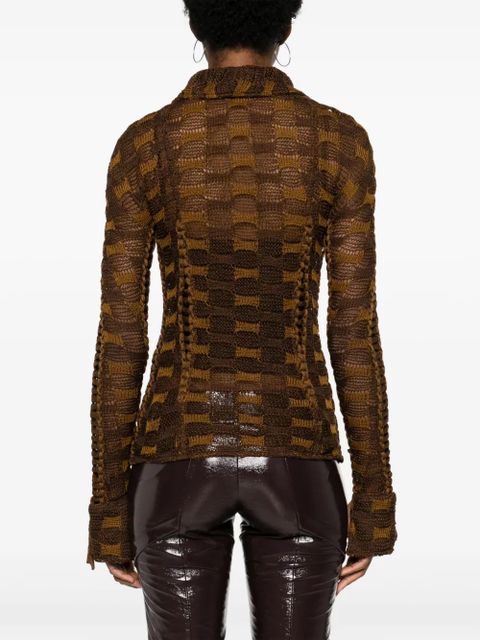 Isa Boulder tie-fastening knitted shirt - Brown