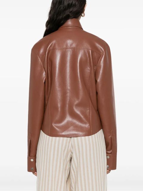 Nanushka faux-leather shirt jacket - Brown