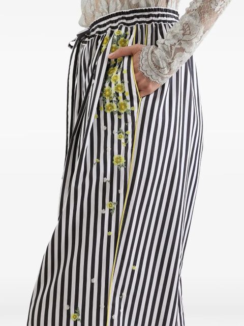 Dolce & Gabbana poplin trousers with flower embroidery - Black