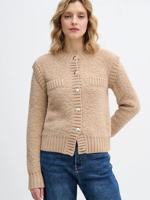 Sisley kardigan z dodatkiem wełny damski kolor beżowy ciepły 1IGZL500S - zdjęcie produktu nr 1