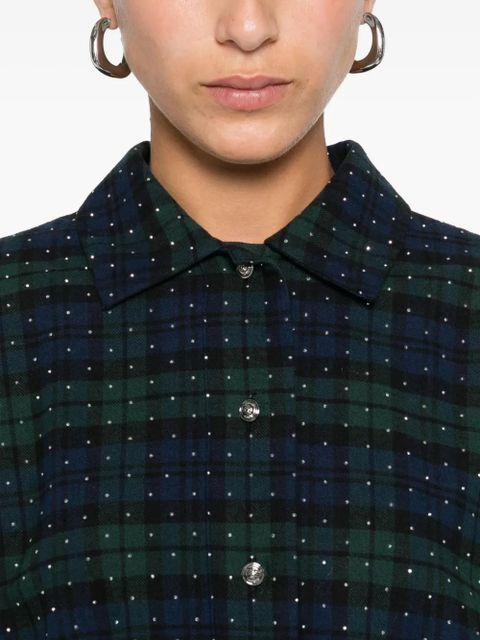 Maje rhinestone-embellished checked shirt - Blue