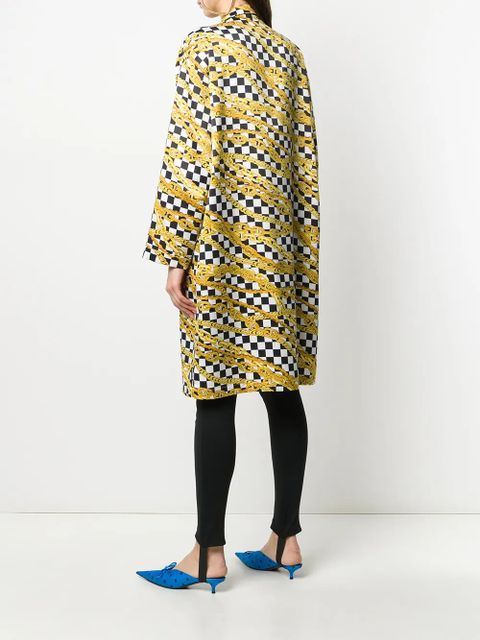 Balenciaga chain-print checkerboard coat - Black