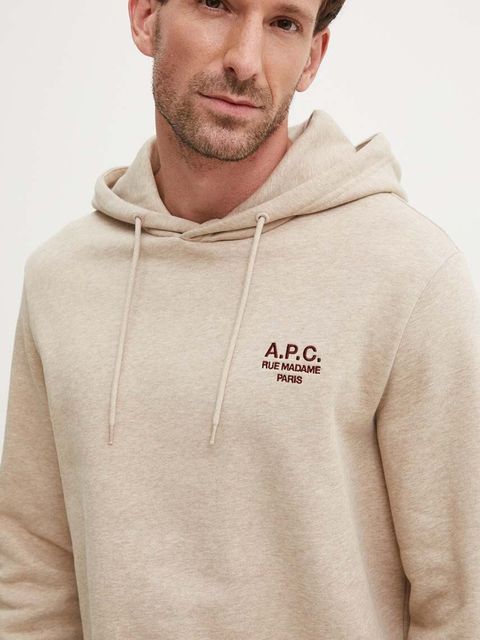 A.P.C. bluza hoodie standard rue madame GOTS kolor beżowy z kapturem melanżowa COHBV.M27914