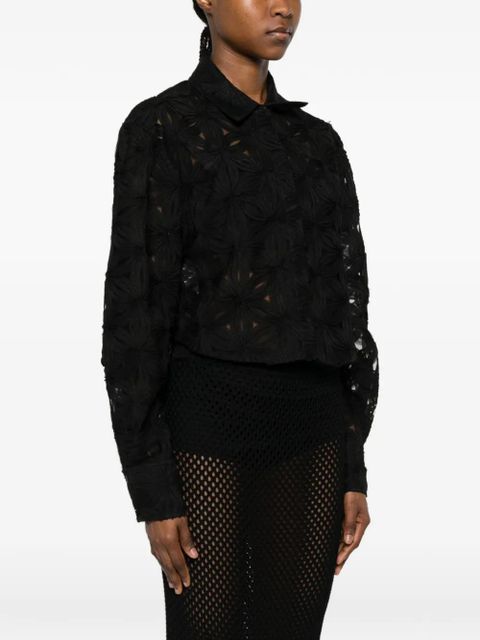 Simkhai floral-print cropped blouse - Black