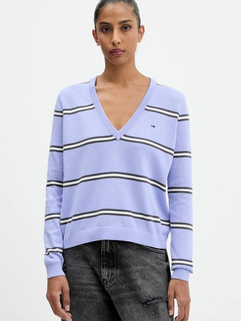 Tommy Jeans sweter bawełniany kolor niebieski DW0DW19888 - zdjęcie produktu nr 1