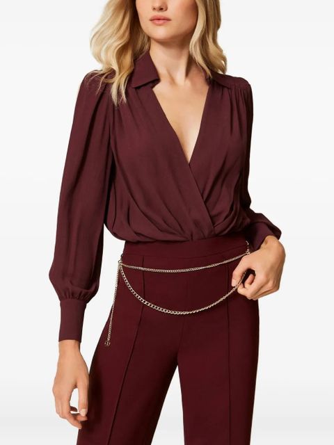 TWINSET wrap-effect puff-sleeve bodysuit - Red - zdjęcie produktu nr 2