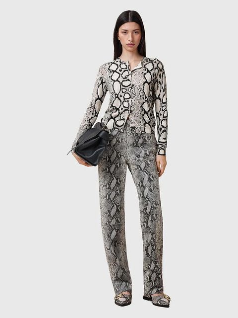 AllSaints spodnie skórzane SAIGE