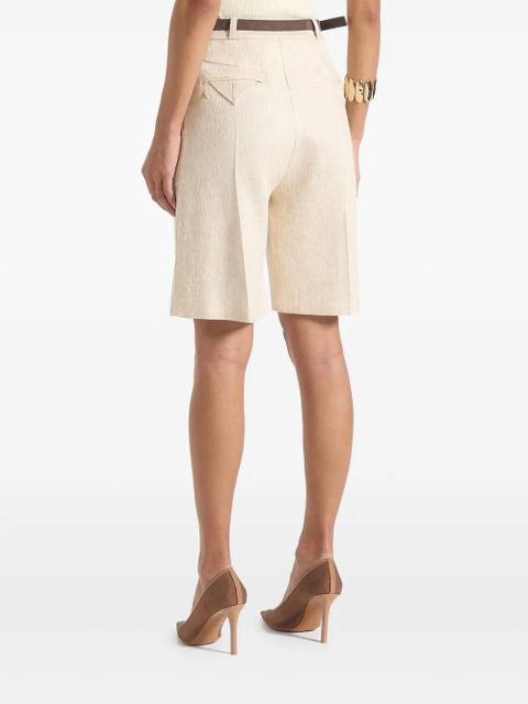 Manière De Voir Lorette double-pleat linen shorts - Neutrals