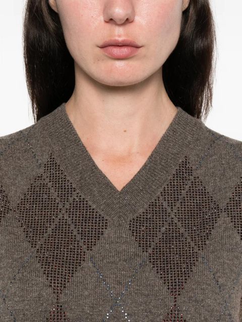 Alexander Wang argyle V-neck vest - Brown