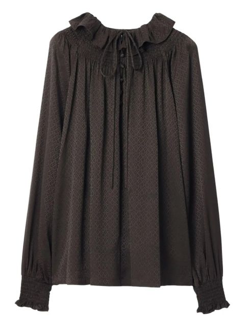 Burberry geometric-pattern ruffled blouse - Brown - zdjęcie produktu nr 1