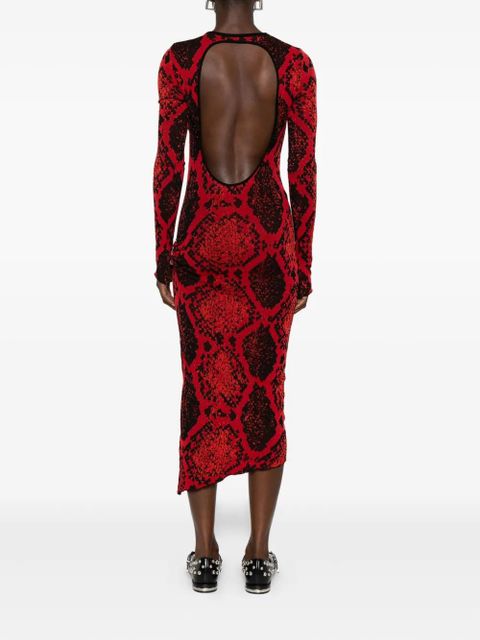 The Attico snakeskin-print midi dress - Red