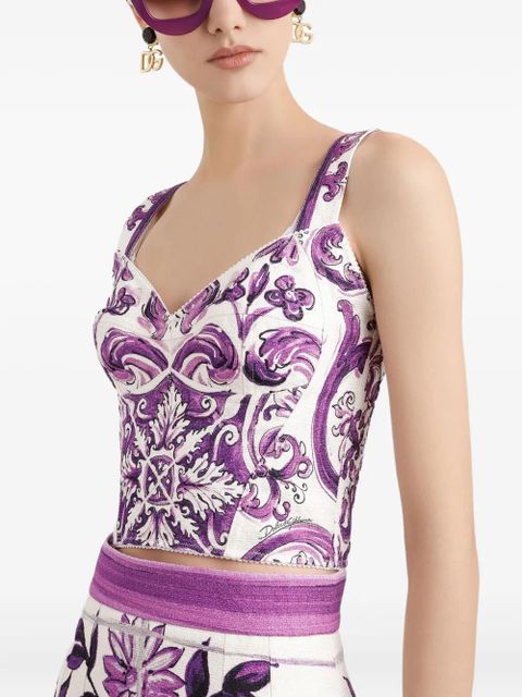Dolce & Gabbana Majolica-print corset top - Purple - zdjęcie produktu nr 2