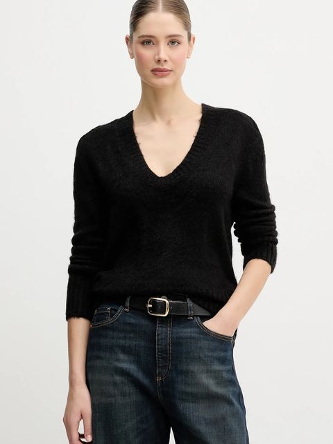 United Colors of Benetton sweter z dodatkiem moheru damski kolor czarny 1VAAD10EX - zdjęcie produktu nr 1