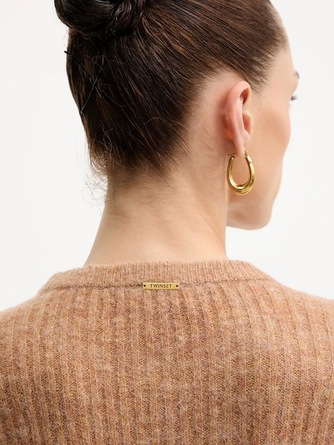 Twinset sweter z dodatkiem wełny damski kolor brązowy 252LL3HCC