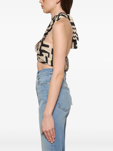 Johanna Ortiz halterneck print top - Black