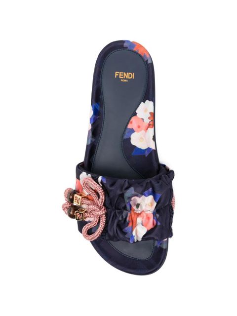 FENDI floral-print sandals - Blue