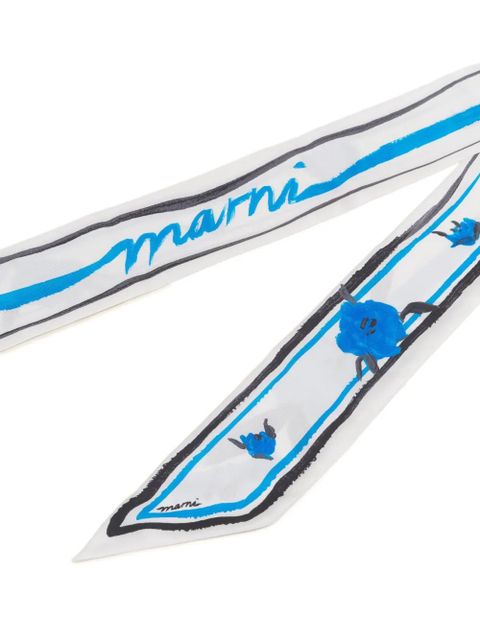 Marni floral striped silk bandeau - White - zdjęcie produktu nr 2