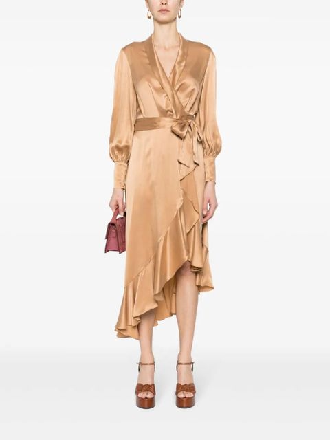 ZIMMERMANN long-sleeve wrap silk midi dress - Neutrals - zdjęcie produktu nr 2