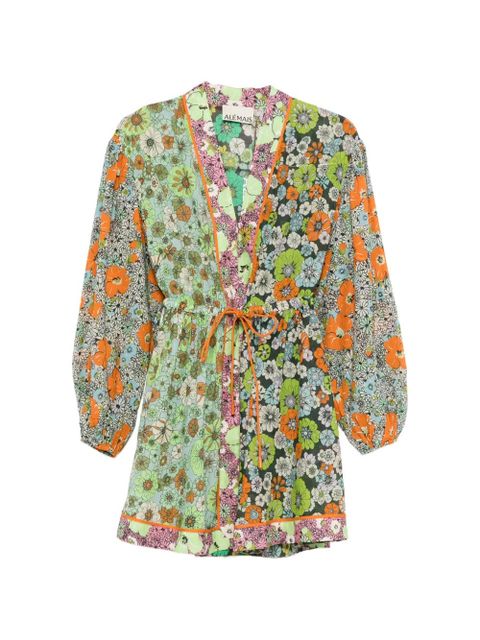 ALEMAIS mini floral print tie dress - Green