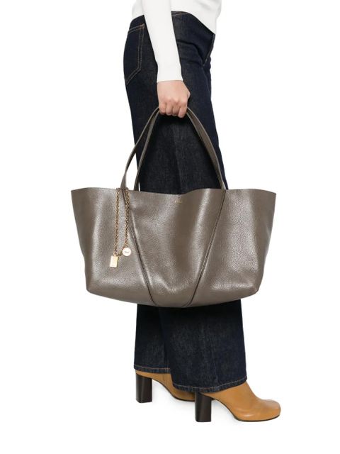 Chloé grainy-leather charm-detail tote bag - Grey