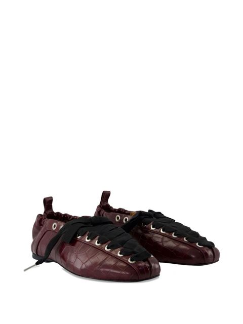 GANNI eyelets-detail lace-up ballet flats - Red - zdjęcie produktu nr 2